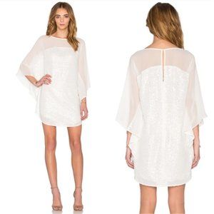 Halston Heritage Elbow Sleeve Boatneck Mini Dress